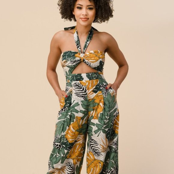 The Sang Pants - NWT Halter Jumpsuit w/ Keyhole